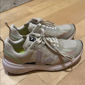 Veja Cream and White Athletic Shoes